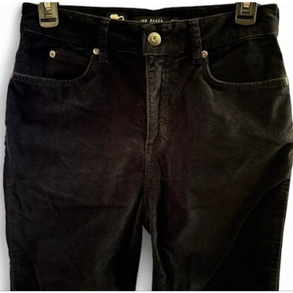 Ted Baker London Size 26 Black Velour Skinny Jeans Pants - Picture 7 of 8